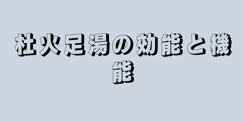杜火足湯の効能と機能