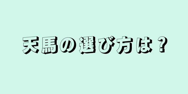 天馬の選び方は？