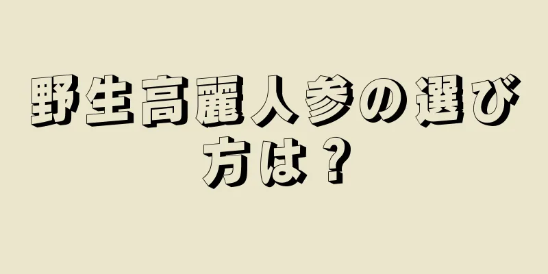 野生高麗人参の選び方は？
