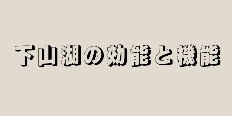 下山湖の効能と機能