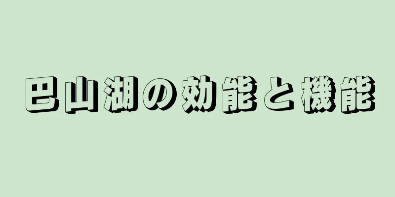 巴山湖の効能と機能